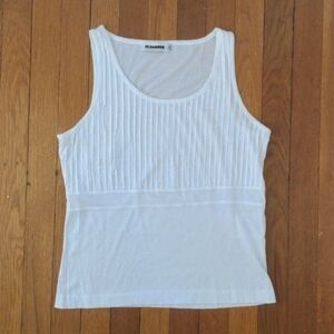 Jil Sander | White Sleeveless Pintuck Top | Size XL